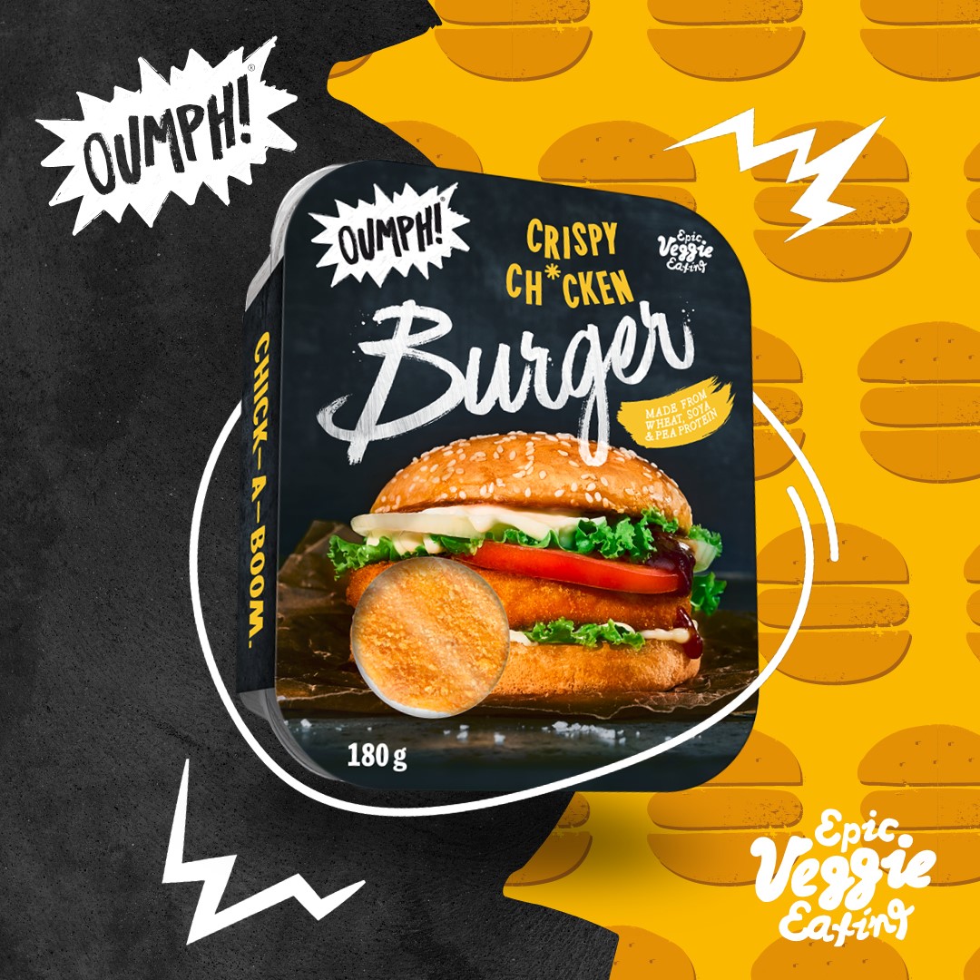 En produkt från oumph! mot en orange och svart bakgrund.