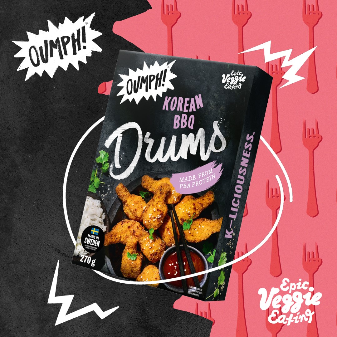 En produkt från oumph! mot en röd och svart bakgrund.