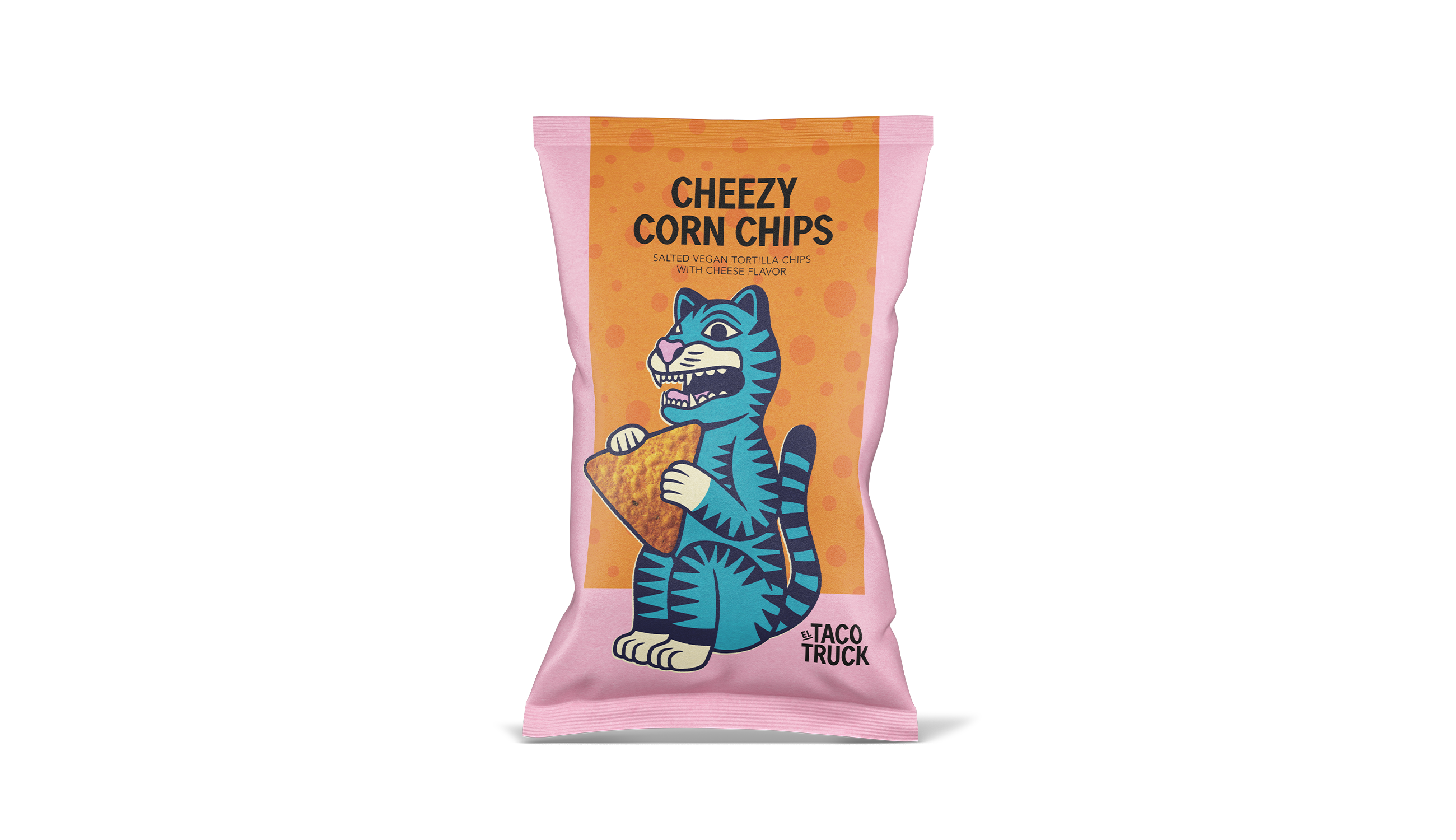 Chipspåse mot en vit bakgrund.