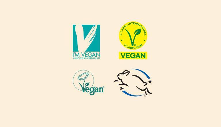 Fyra veganska logotyper från tredjepartsgranskningar