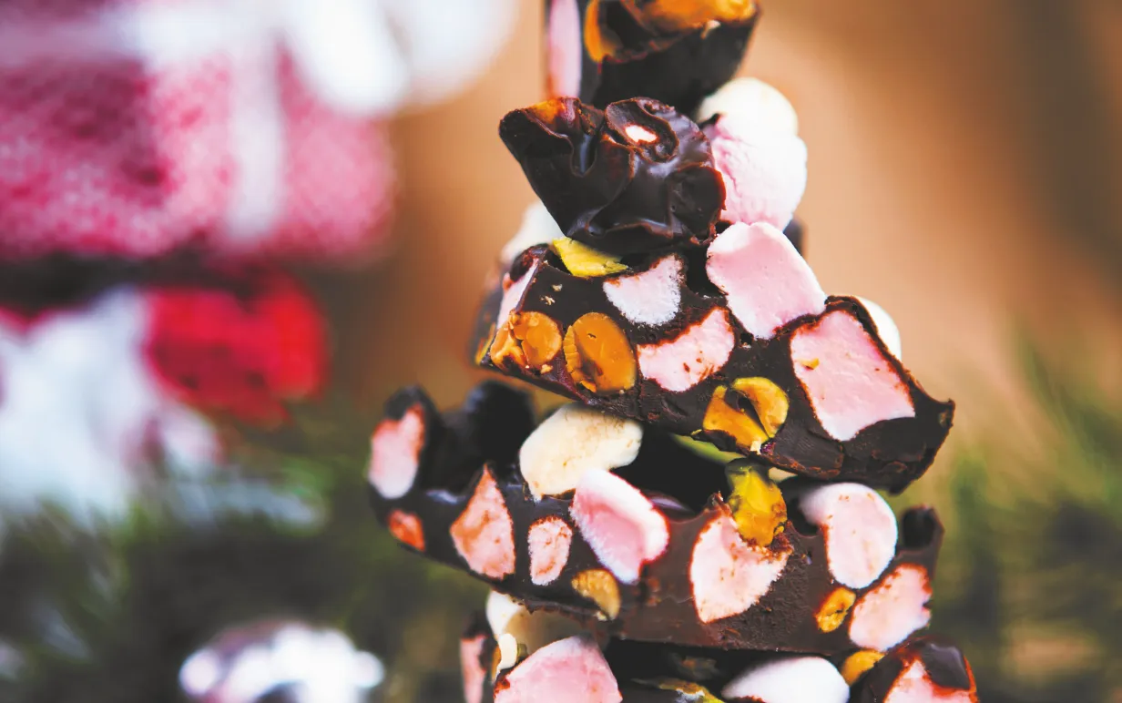 Rocky road bitar som står på varandra