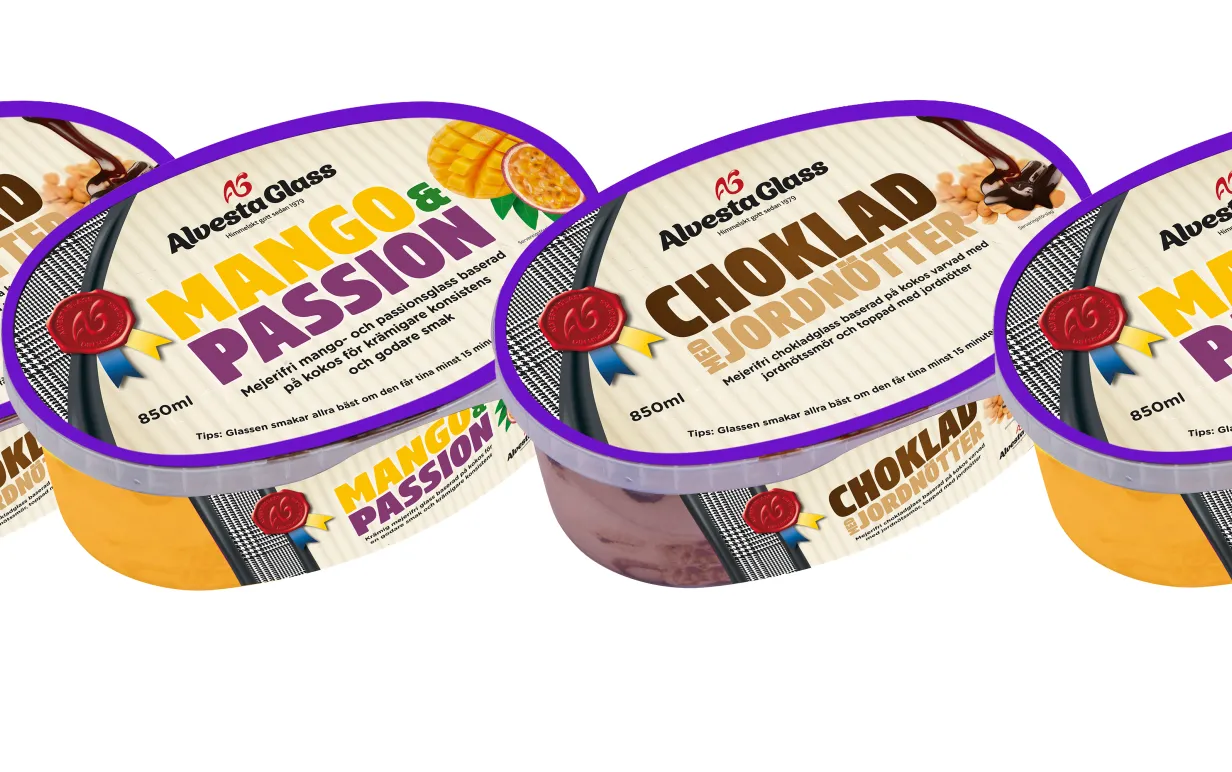 Fyra förpackningar alvestaglass