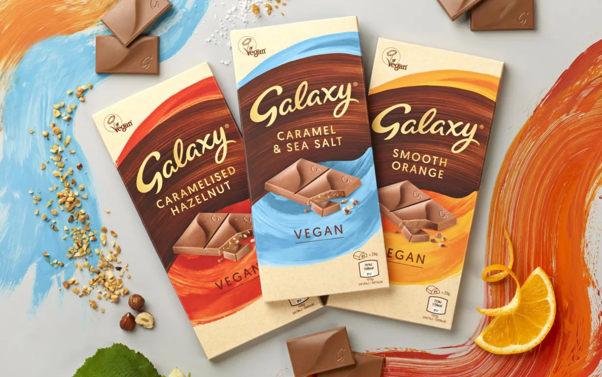 Tre veganska chokladkakor från Galaxy-serien