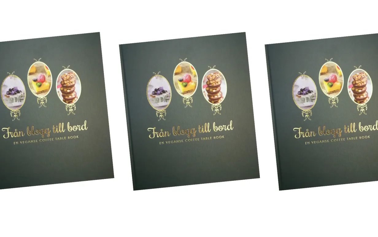 Omslag på den veganska bakboken "Från blogg till bord"