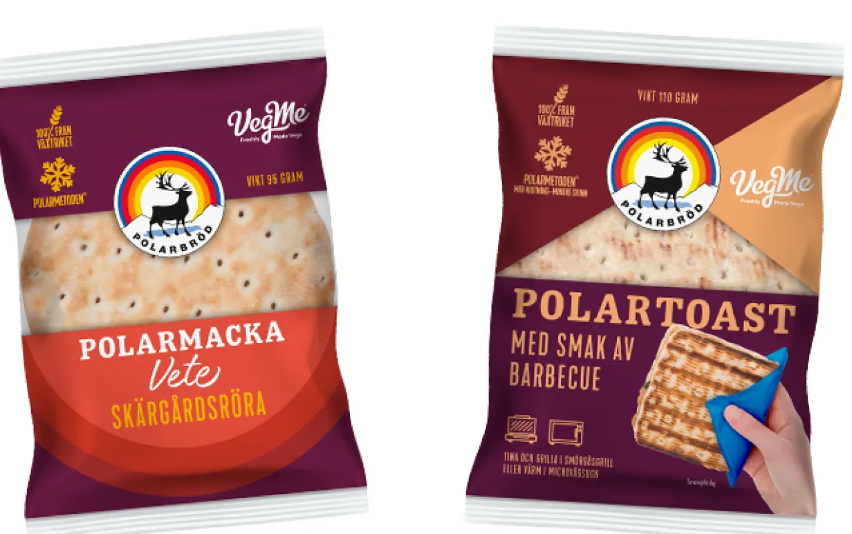 Två förpackningar med veganska polarmackor