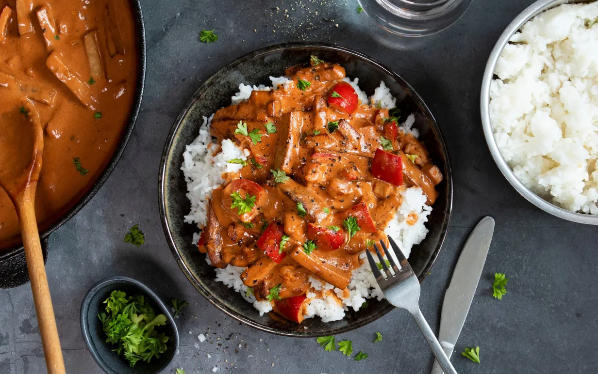 Vegansk stroganoff med tofu från YiPin