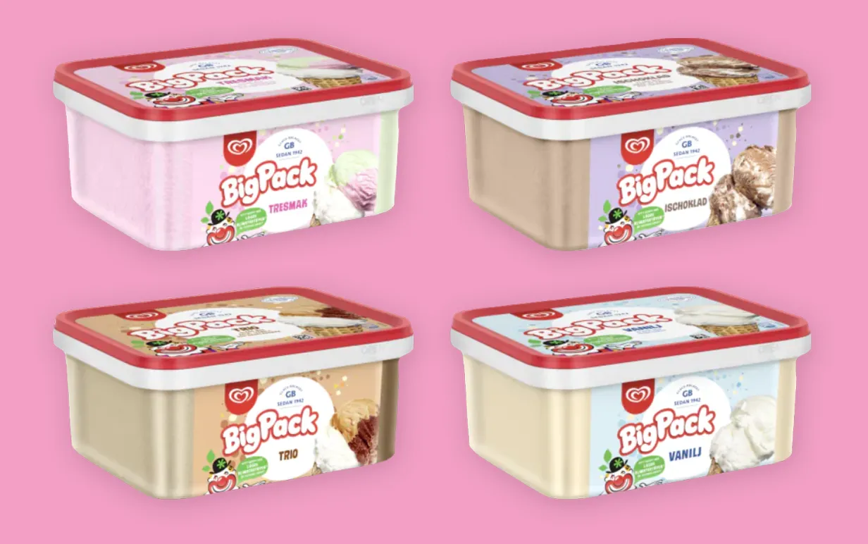 Glass "Big Pack" från GB Glace med nytt, växtbaserat recept.