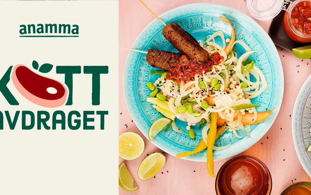 en tallrik med vegofärsspett och grönsaker