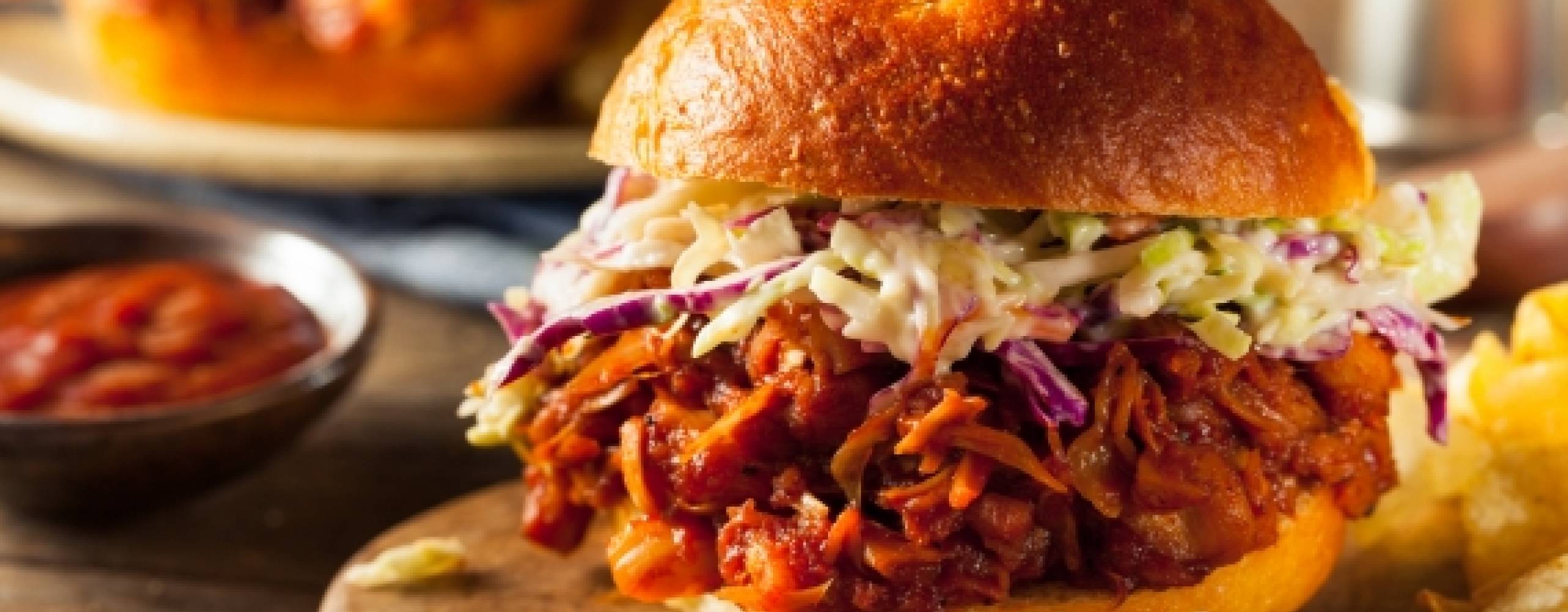 Bild på pulled vego burgare