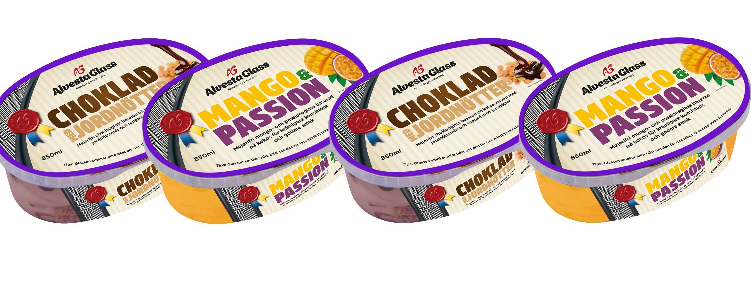 Fyra förpackningar alvestaglass