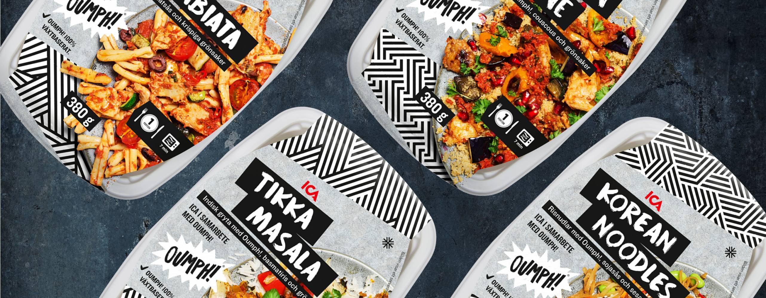 fyra veganska färdigrätter