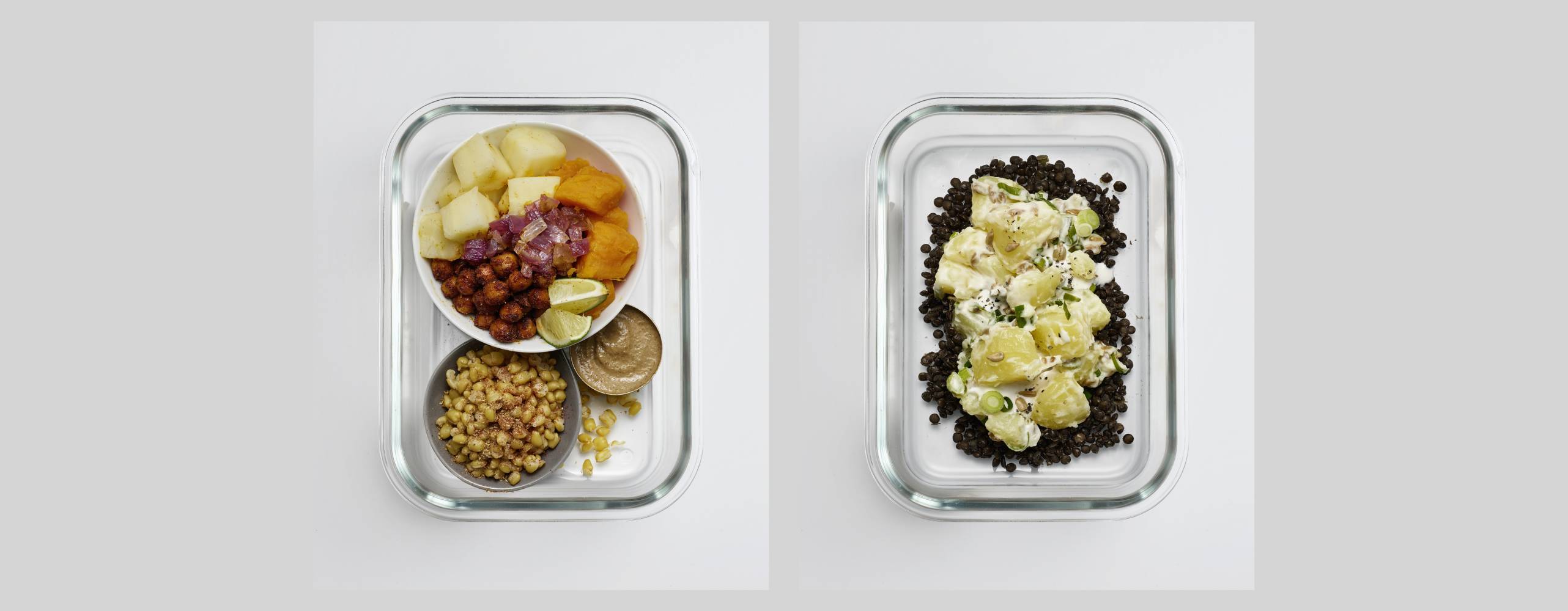 Två olika veganska matlådor