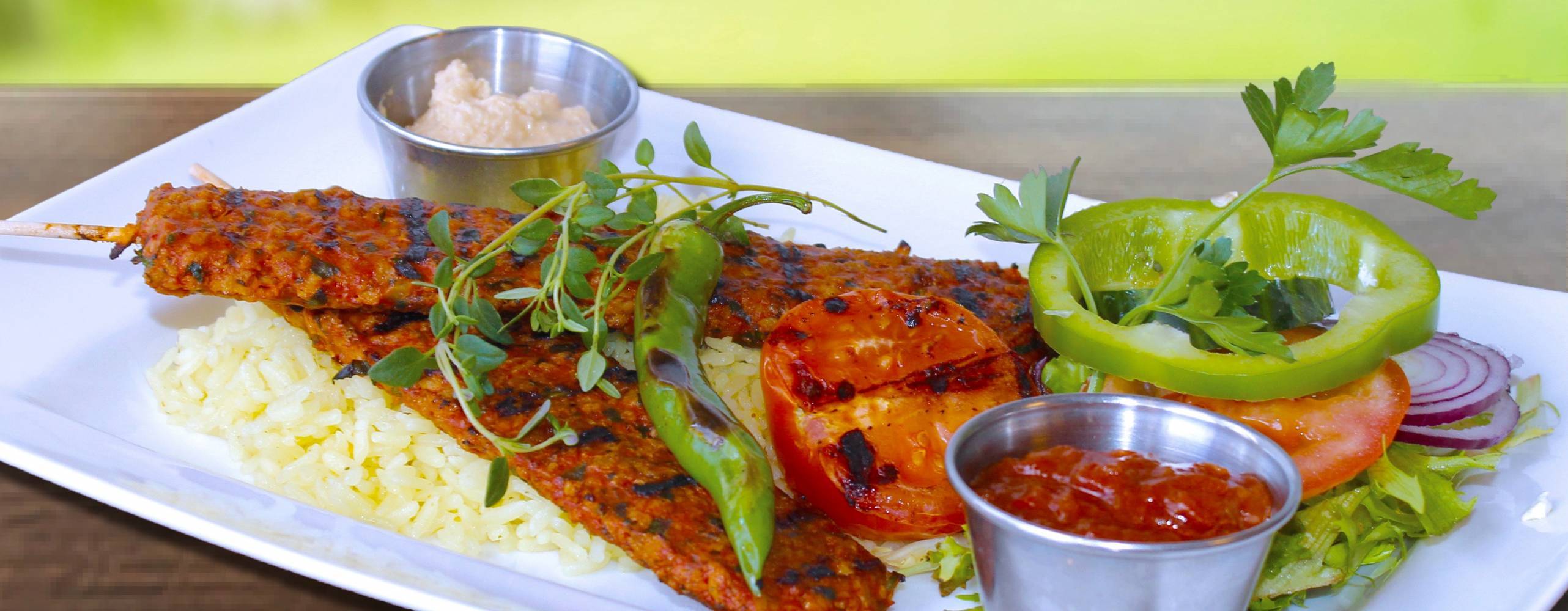 Vegansk souvlaki från Grekiska grill och bar