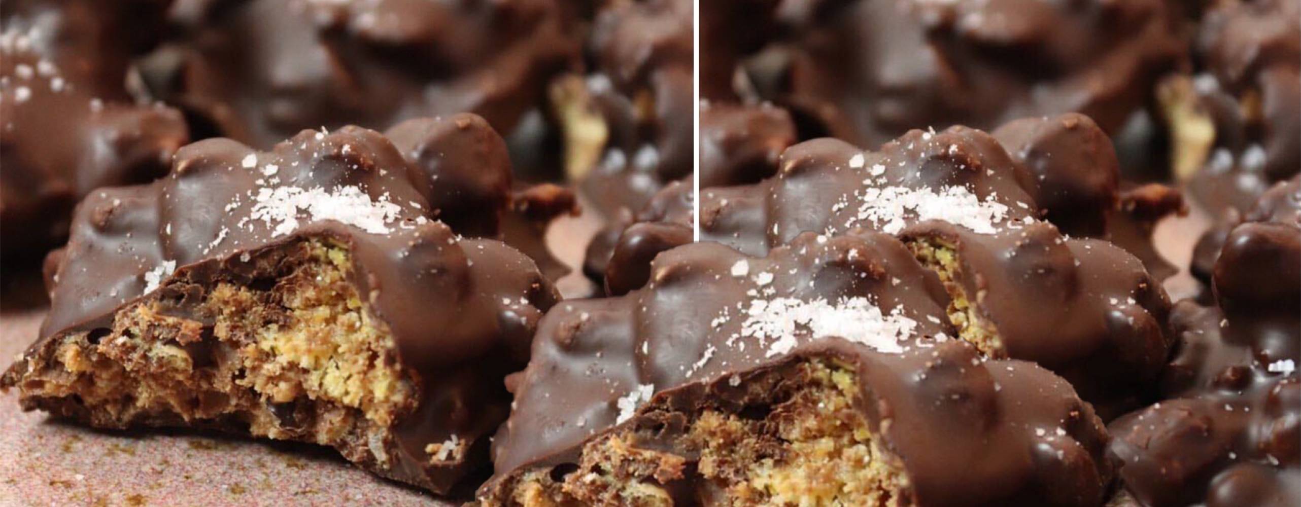 Krispiga choklad och jordnötsbites