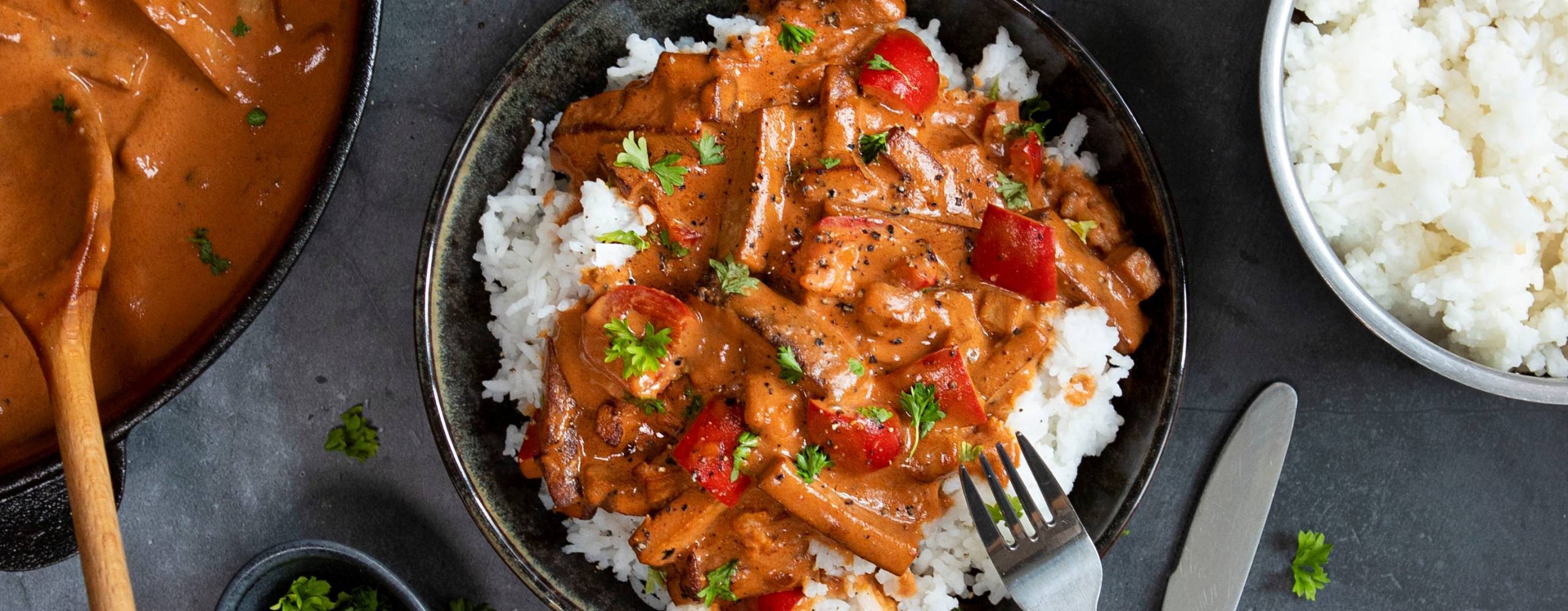 Vegansk stroganoff med tofu från YiPin