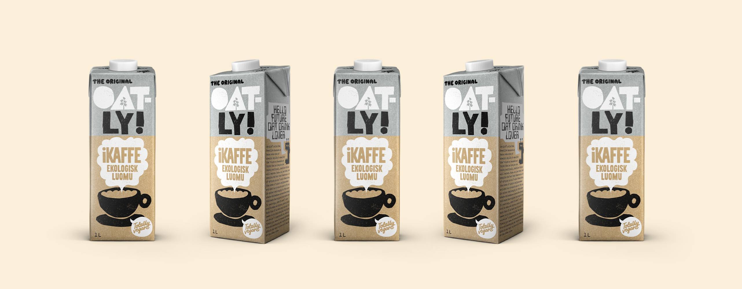 5 tetror med växtdryck mot en ljusgul bakgrund